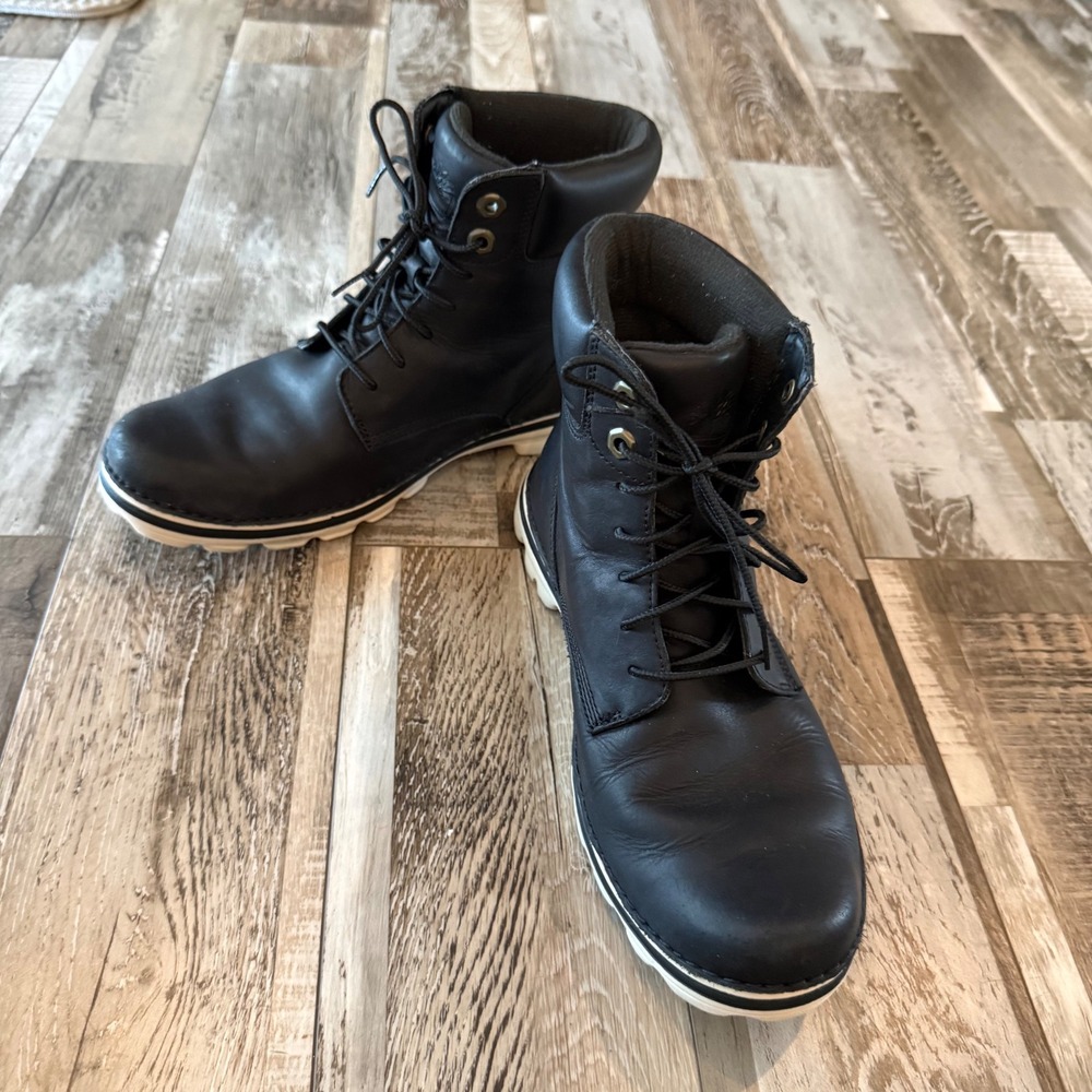 Timberland Women's Brookton Lace-Up Leather 6in Black Full Grain Boots Combat 9